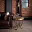 24" Round Natural Hand-hammered Copper Top Side Table: Rustic Wrought Iron Base