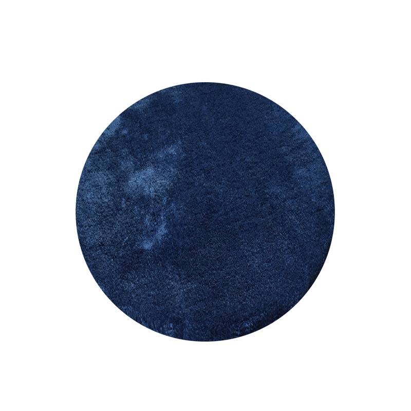 Tapis en acrylique bleu foncé tissé à la machine Whitfield, Rond 2 pi 11 po