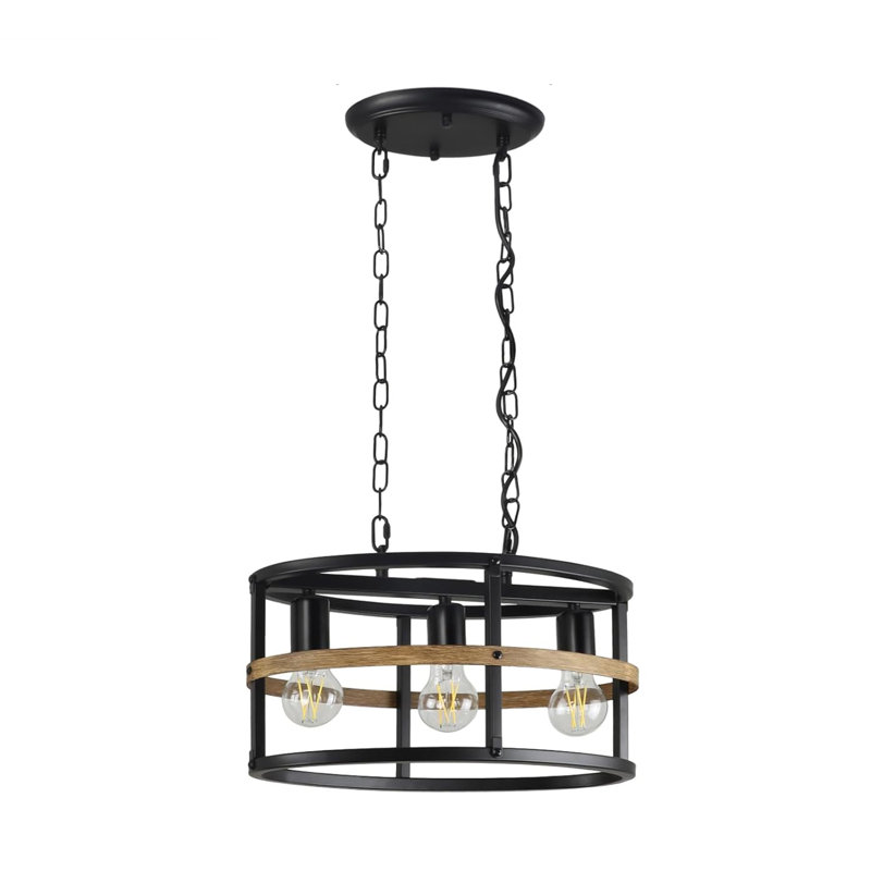 Luminaire suspendu 3 lumières Reaner, Noyer noir