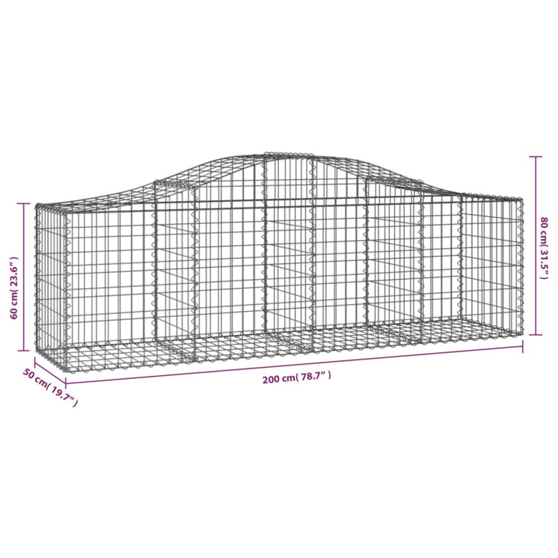 Vidaxl Ensemble de 13 paniers en fer galvanisé, H 1,6 pi x l 6,6 pi