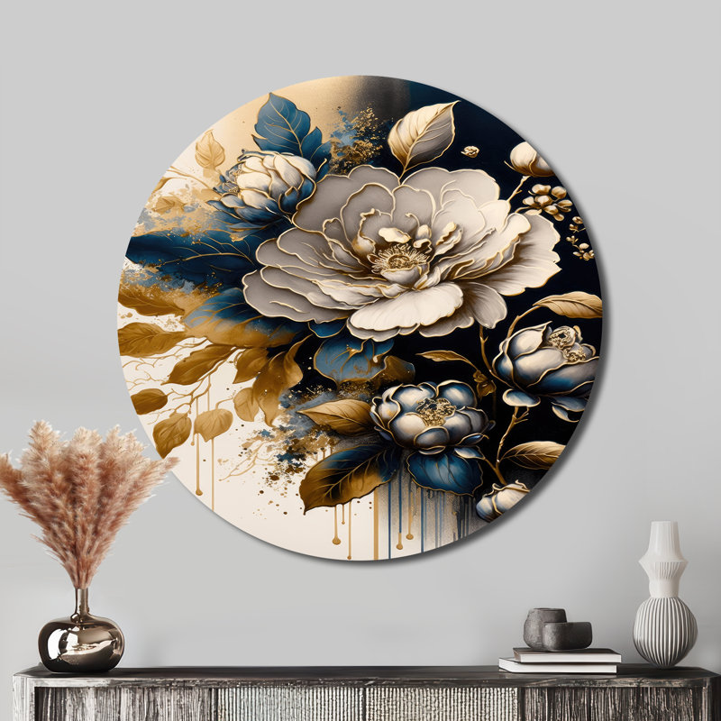 Zane - Art floral rond en métal, H 29 po x l 29 po
