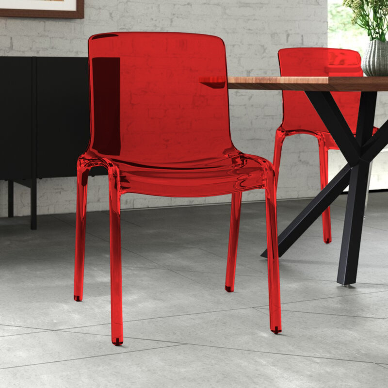 Lade Transparent Plastic Stackable Dining Chair with Waterfall Edge Seat – Lightweight Versatile Accent & Kitchen Side Chair, No Assembly Required