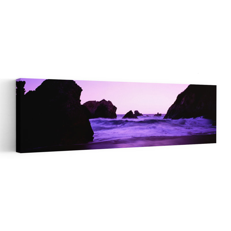 Crépuscule sur la côte de Santa Cruz, Californie, États-Unis, art mural côtier tranquille, H 20 po x l 60 po