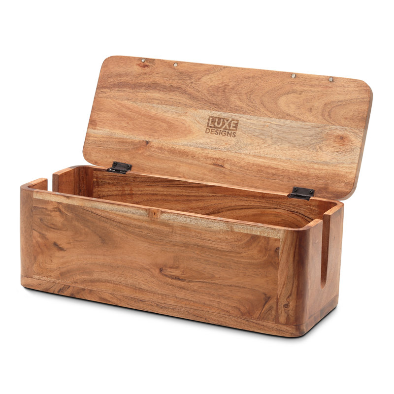 LuxeDesigns - Boîte de gestion de câbles en bois d'acacia fabriquée à la main