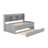 Twin Size Wooden Captain Bed With Built-In Bookshelves,Three Storage Drawers And Trundle,Light Grey