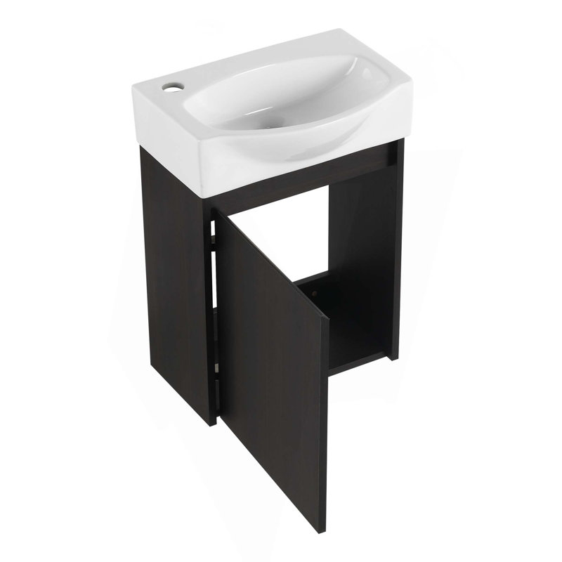 Petit meuble-lavabo contemporain avec lavabo Contemporary, Noir