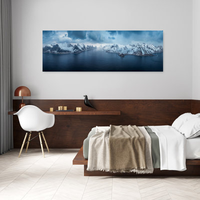 Snowy Arctic Fjord Panorama Dramatic Abstract Contemporary Landscape Nature Wall Art