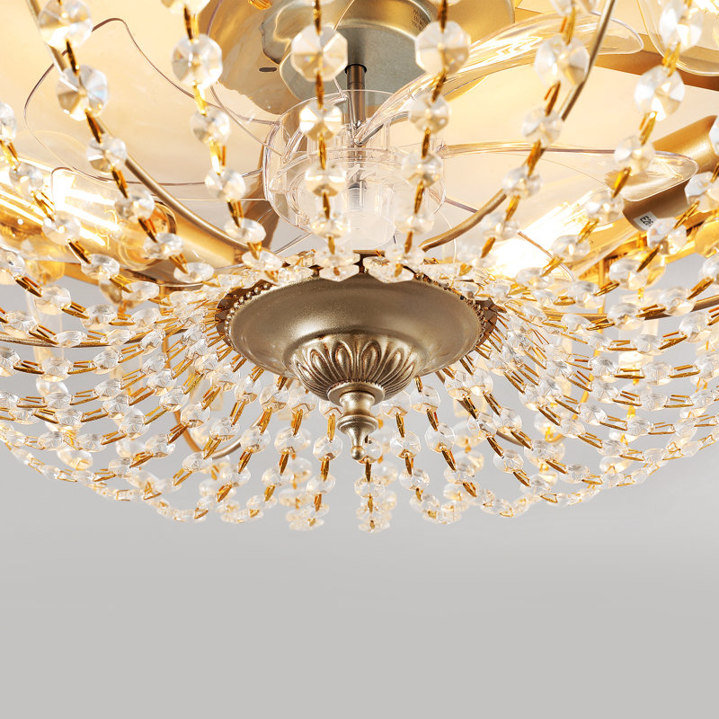 19-Inch Modern Crystal Ceiling Fan With Light