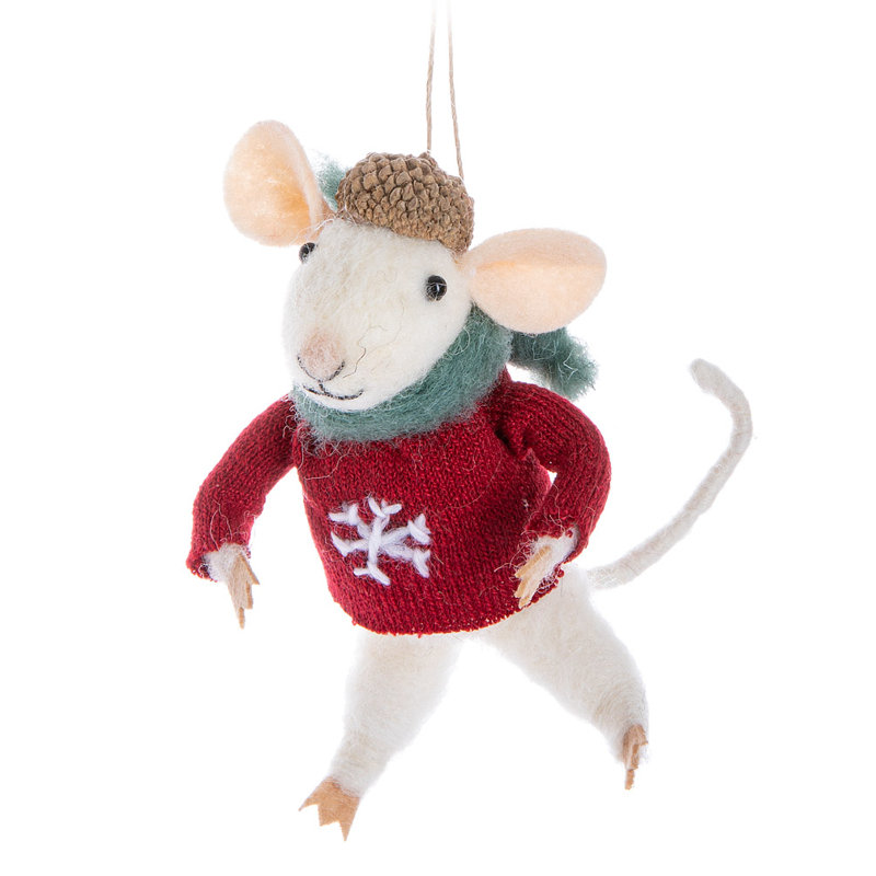 Ornement suspendu souris en chandail