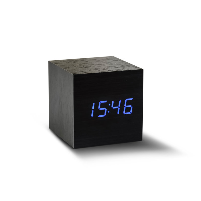 Digital Manufactured Wood Electric Alarm Tabletop Clock, Black/Blue