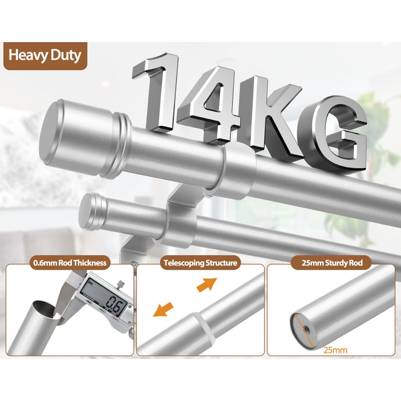 182cm Straight Shower Curtain Pole, Silver