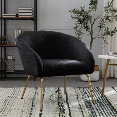 Fabric Upholstered Accent Chair with Gold Chrome Legs