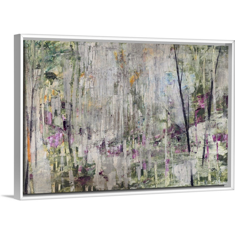« mou treescape », peinture sur toile, H 17,7 po x l 25,7 po x p 1,75 po, Cadre flottant blanc