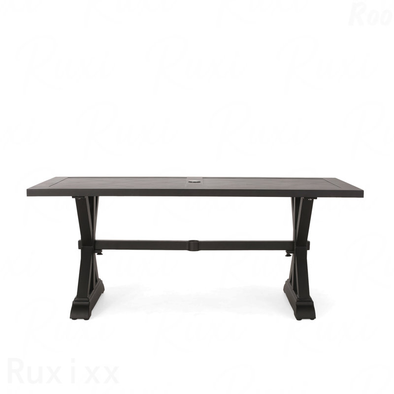 Outdoor Dining Table, Antique Matte Black