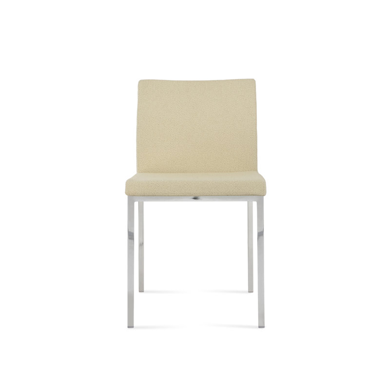 Chaise d'appoint en métal Aria, Chrome, Beige bouclé