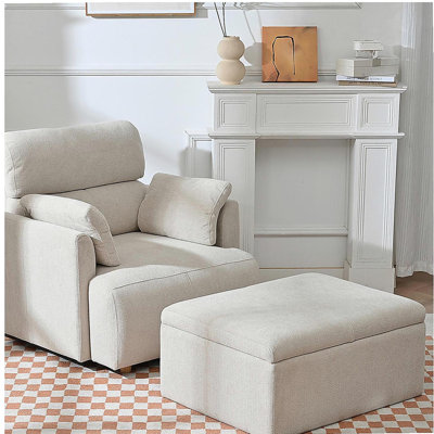 Ottoman sofa with storage, deep seat wide seat, suitable for a mid-century style living room
