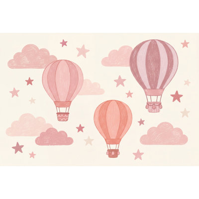 Hot Air Balloons Wallpaper Clouds Removable Stars Wall Decor