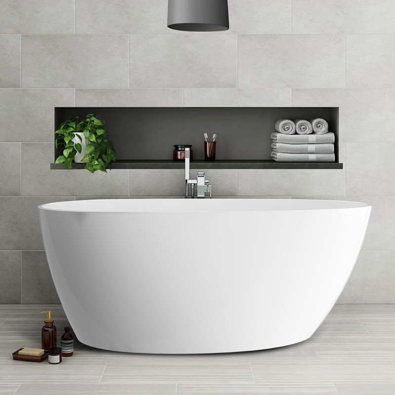Baignoire autoportante en acrylique brillant blanc brillant