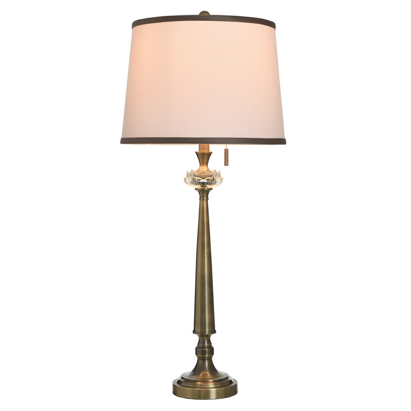 Lampe de table Alcester Steel - or Hayla - abat-jour blanc
