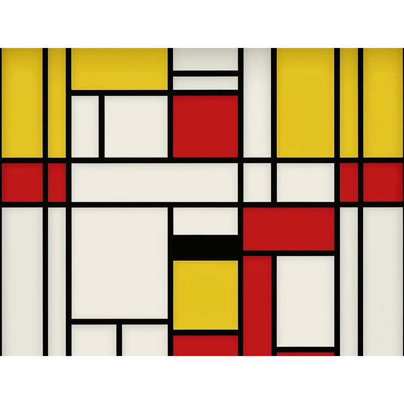 Rideau de douche Mondrian - décor de salle de bain moderne, H 93 po x l 70 po