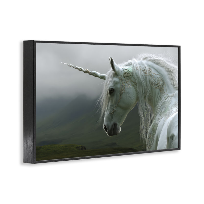 Giclée encadrée licorne de rêve, design par The Wands Want, H 20 po x l 30 po, Giclée noire de minuit encadrée