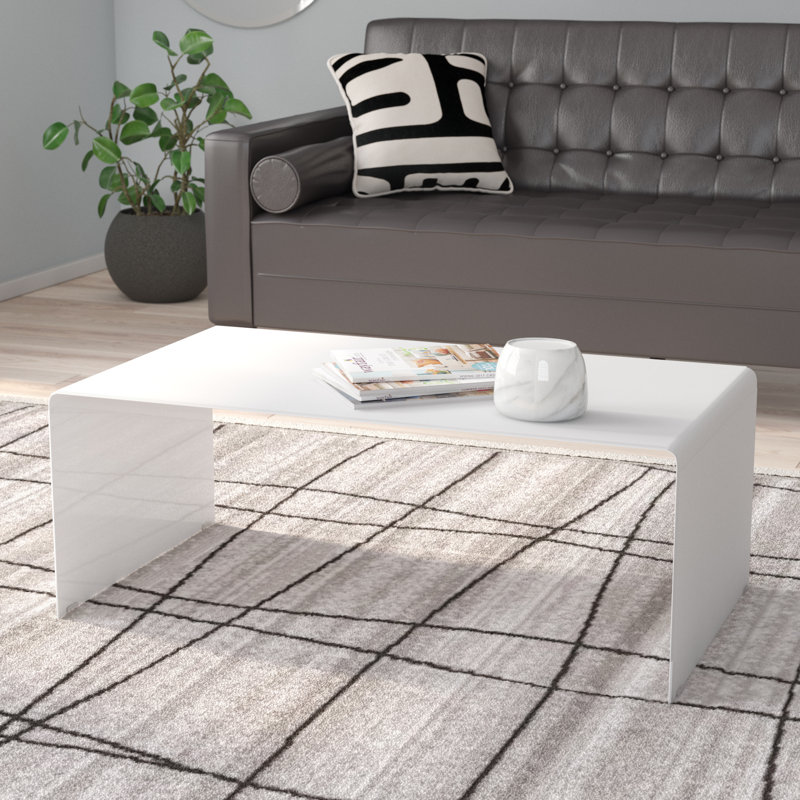 Table basse en verre trempé trempé de 12 mm, Transparent, Non, H 29,5 po x L 13,7 po x l 43,3 po