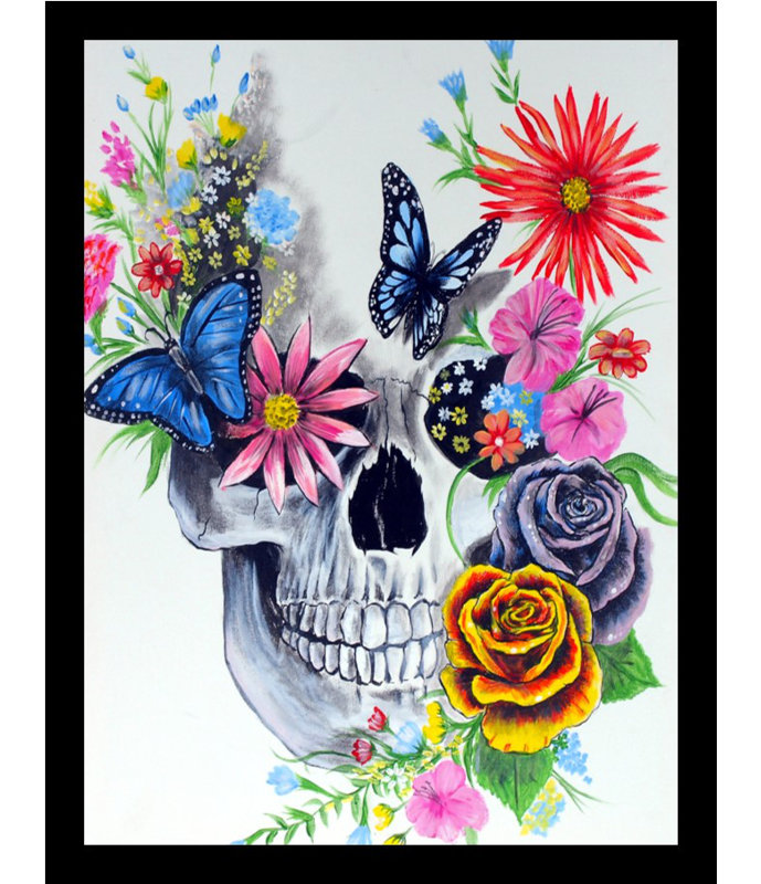 Sugar Skull - Single Picture Frame Print, 32" H x 24" W x 1" D