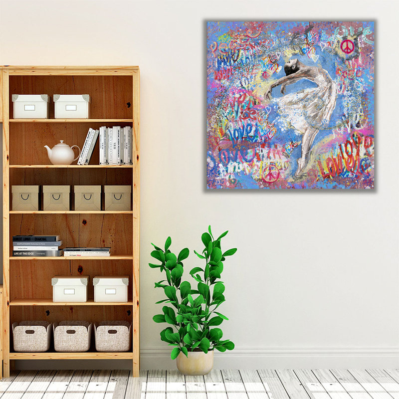 Graffiti Ballerina 1 - reproduction d'art sur toile, H 30 po x l 30 po