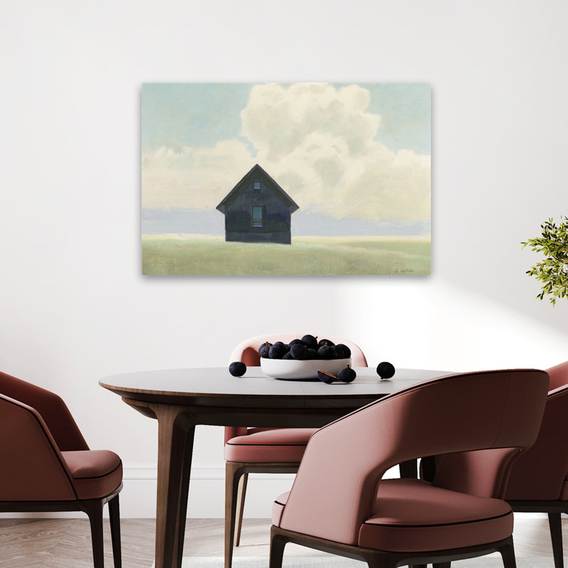 Architecture et paysage solitaire bleu I Art, H 24 po x l 36 po
