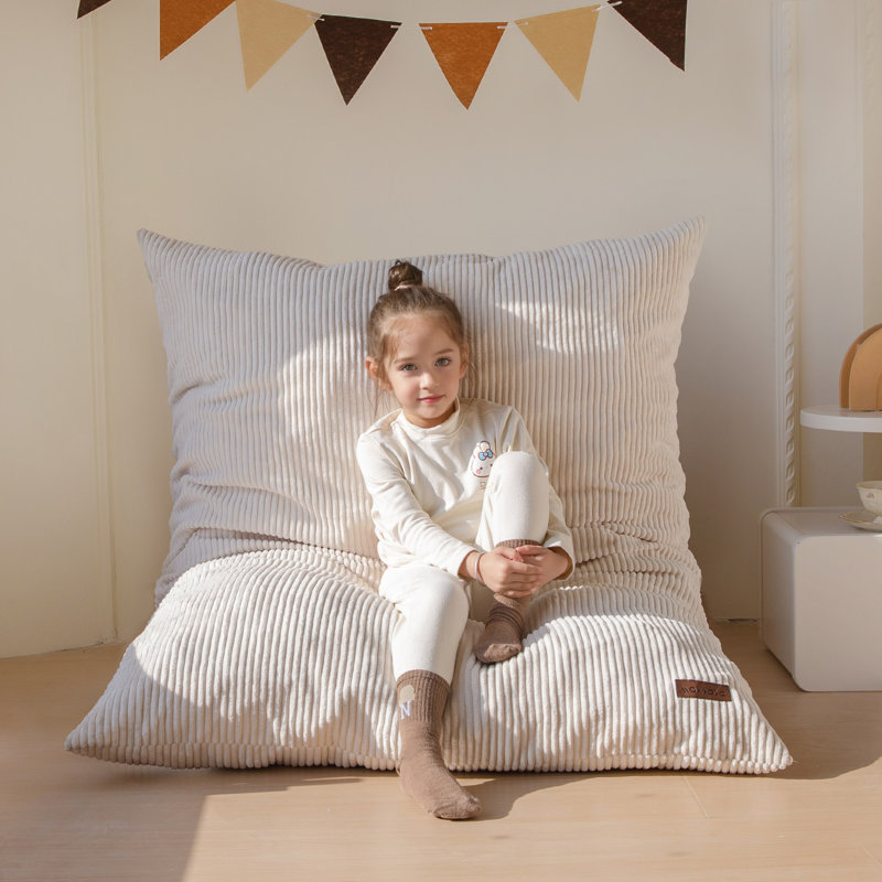 Convertible Bean Bag Chair Bed for Kids, Beige Corduroy