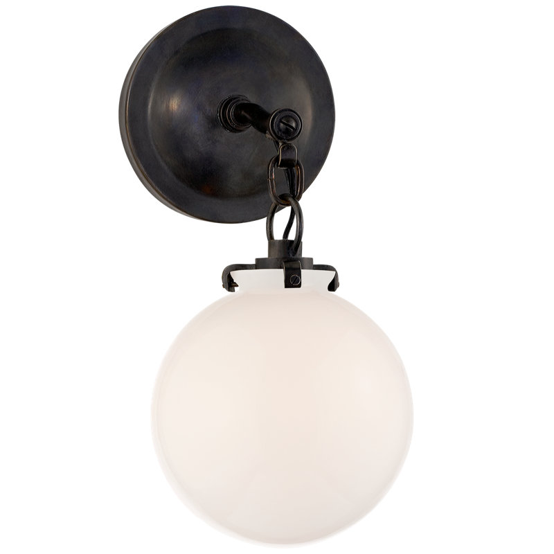 Thomas O'Brien Katie Small Globe Sconce, White , Bronze