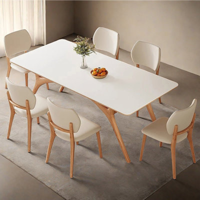 Table rectangulaire style nordique blanc crème