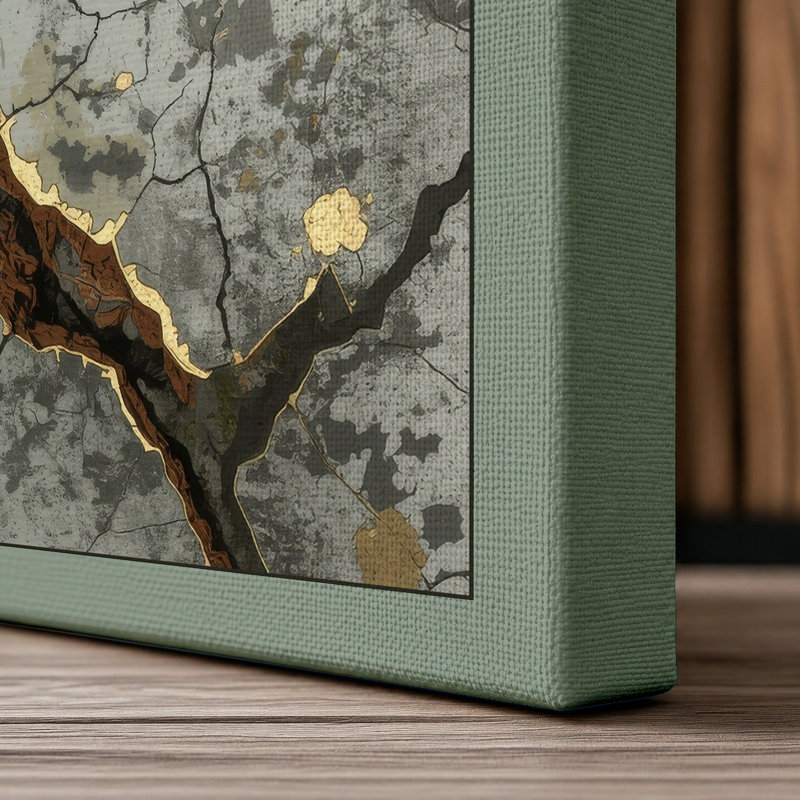 Weathered Stone Industrial - Wrapped Canvas, 30x20 - 76.2 x 50.8 cm, Sage Border