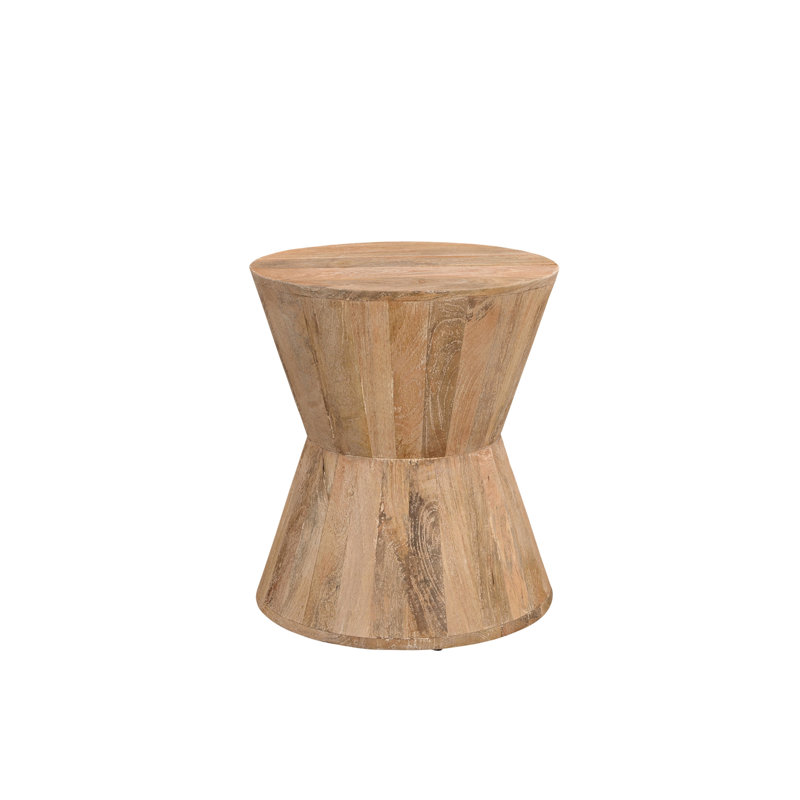 Table de bout ronde 18 po en bois brun et bois massif brun