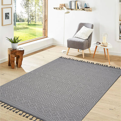 5X7 White Area Rug - Geometric Pattern, Stain , Non-Shedding, For Dorm Room, Pet-, Long-Lasting Indoor Graceful Design Bedroom, Home Office, Long-Wearing