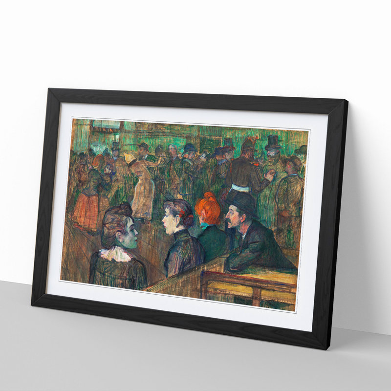 Moulin De La Galette Vol.1 by Henri de Toulouse-Lautrec - Picture Frame Painting, 27cm H x 36cm W x 2cm D, Black Framed