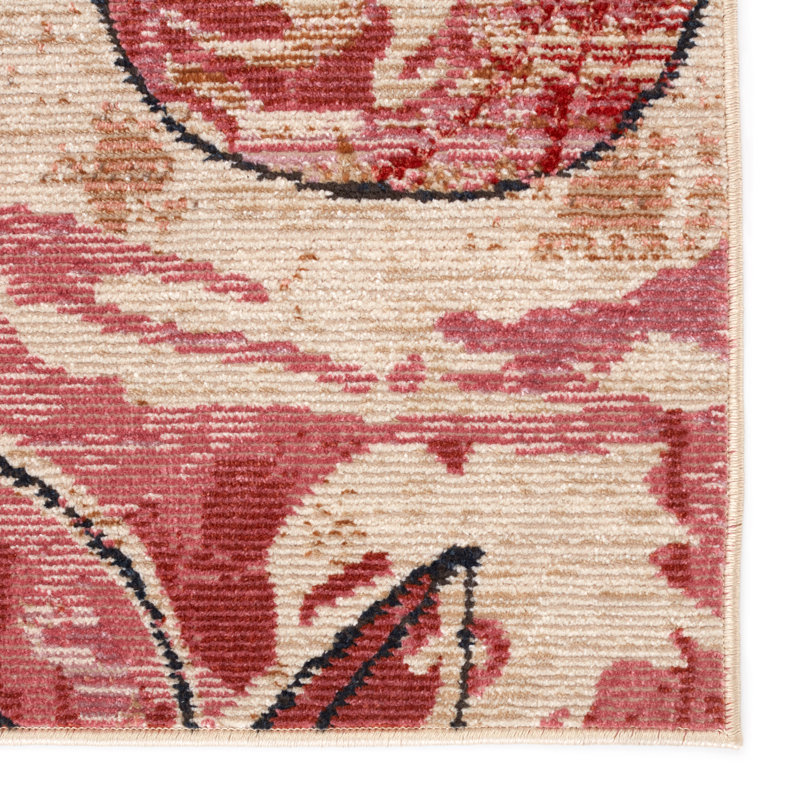 Tapis d'intérieur floral Forand Viscose, Rectangle 2 pi 6 po x 4 pi