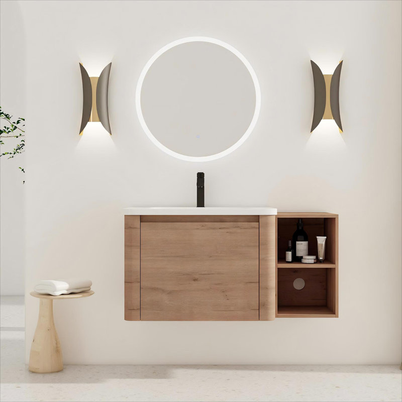 Meuble-lavabo mural avec lavabo en céramique blanche, 40"