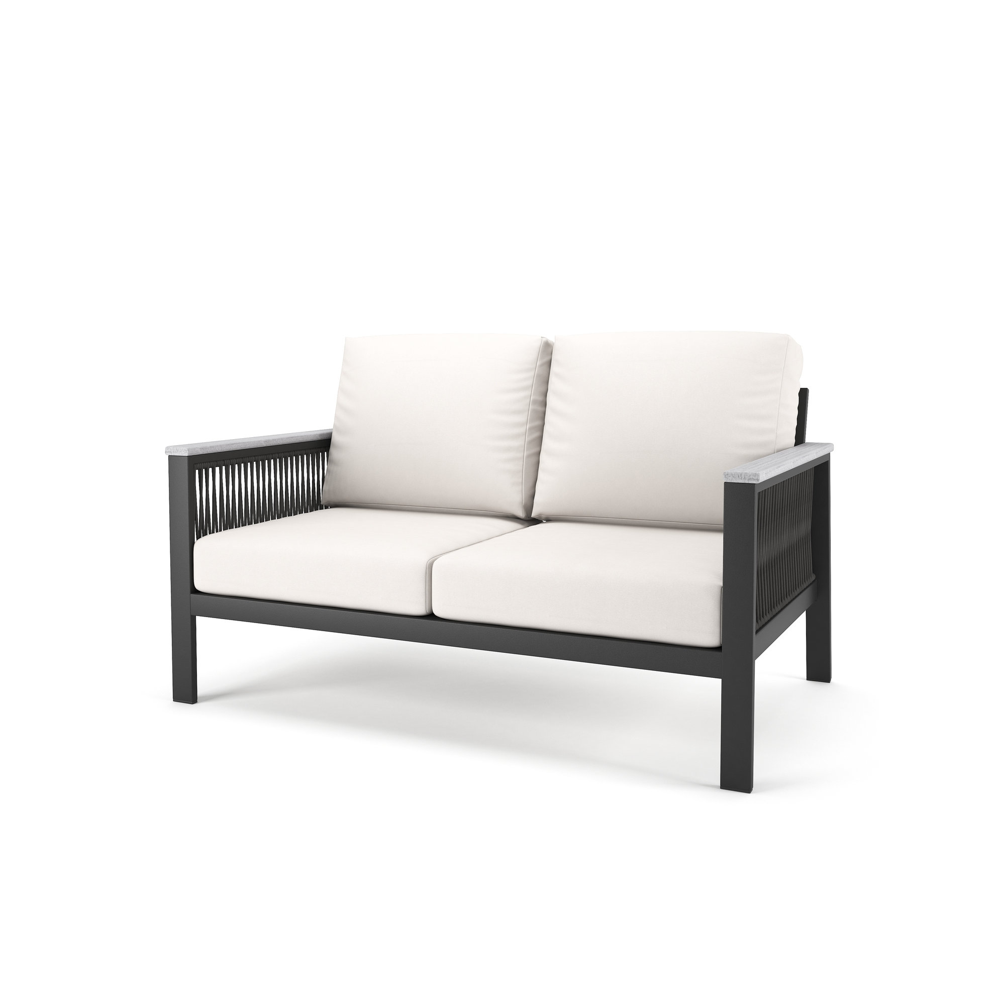 Townsend 55'' Wide Outdoor Loveseat with Sunbrella® Cushions, Canvas White Sunbrella® Canvas