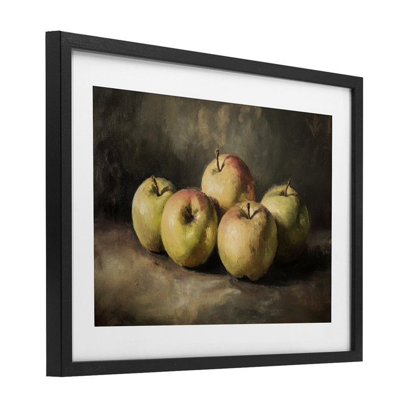 Pommes dans une ombre douce, reproduction encadrée sous verre, design par Petal Prints Design, 14 x 20