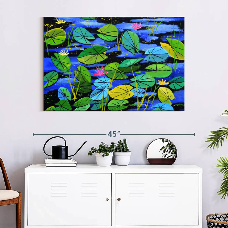 Harnek Pink Waterlilies, 26" H x 39" W