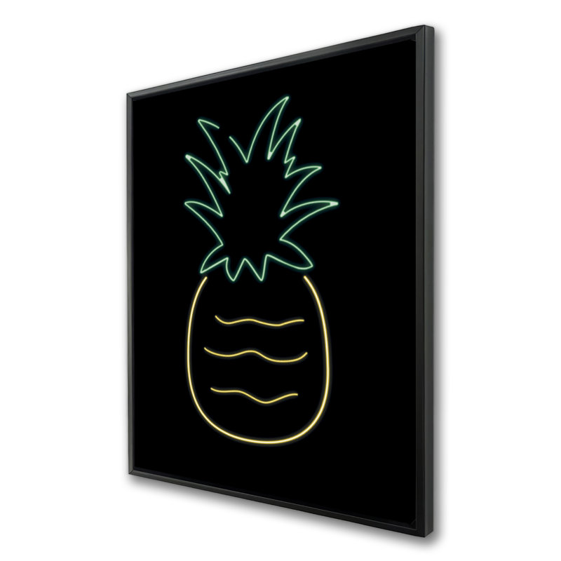 Neon Pineapple - Toile vibrante encadrée pour décoration intérieure