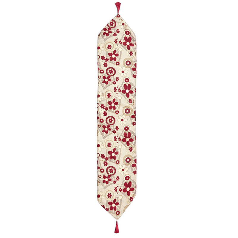 Merlene Daisy Table Runner, Burgundy / Gold