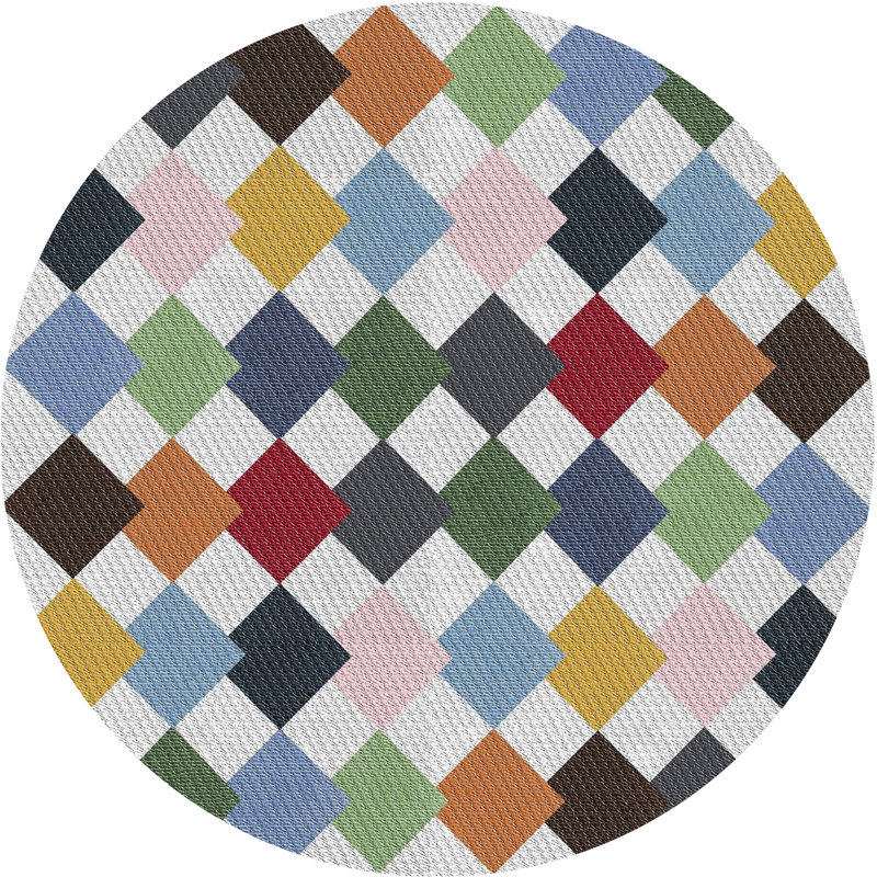Tapis géométrique rouge / brun, Rond 4 pi