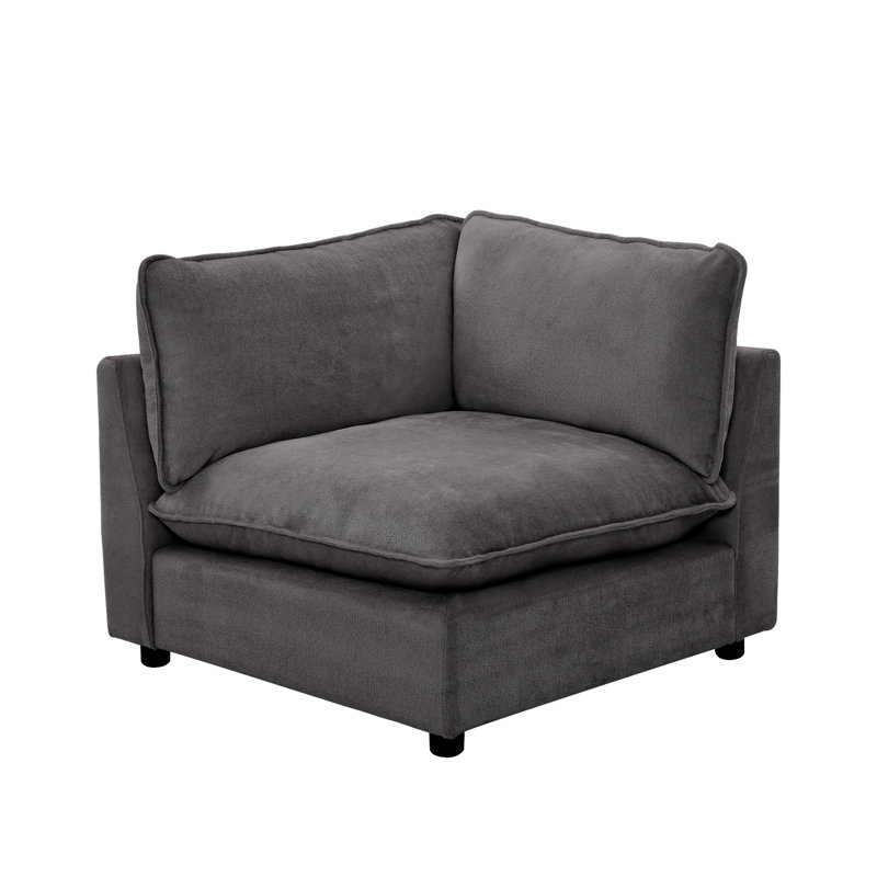 37.4" Heffernan Accent Chair Modular Sectional Sofa, Gray Chenille
