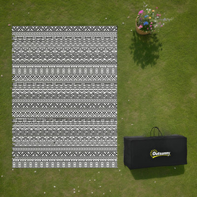 Reversible Waterproof Outdoor Rug - Portable RV Camping Mat With Carry Bag