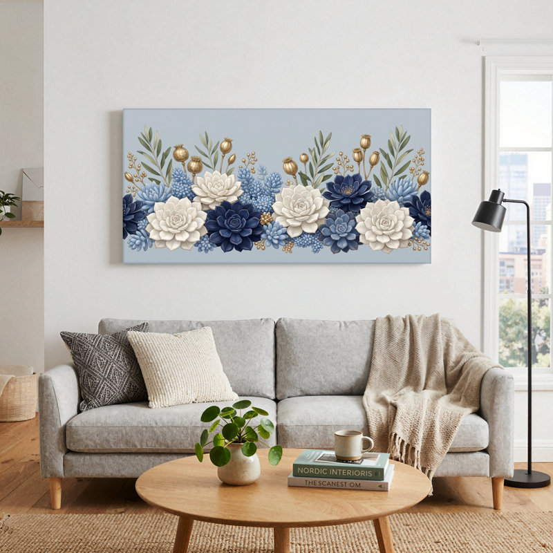Ensemble de 1 tableau sur toile à motif floral, L 58 po x H 28 po, Wrapped Canvas