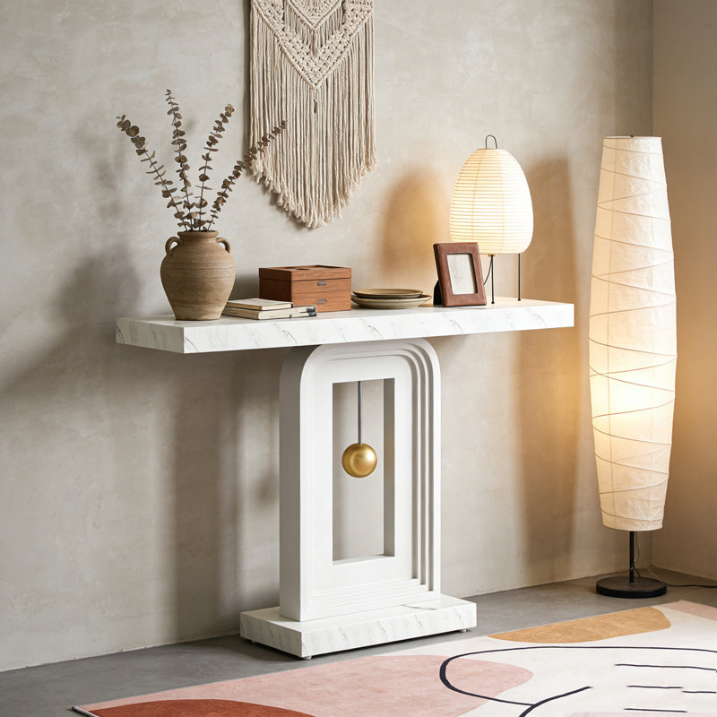 Modern Console Table Sofa Entryway Table with Gold Decor