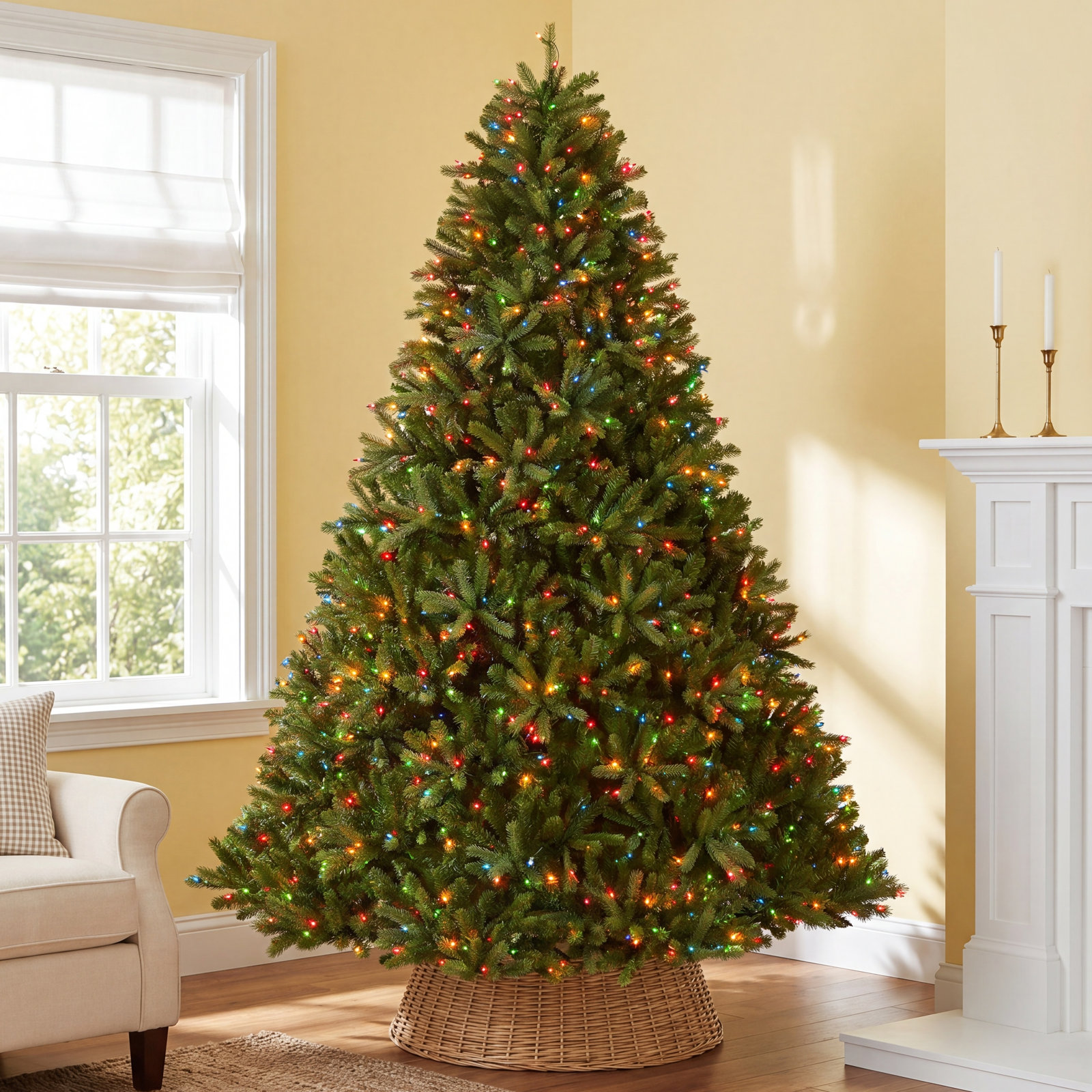 Pre-Lit Fir Christmas Tree, 7.5' H