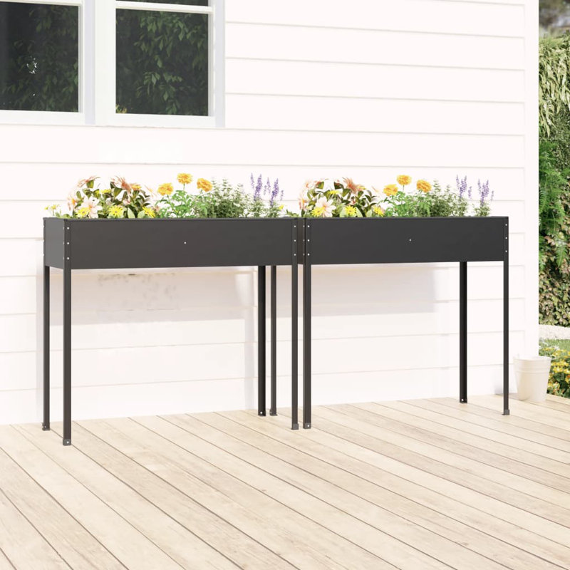 Pragna Metal Pot Planter, Anthracite